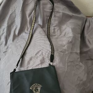 Versace Black Shoulder Bag with Gold Accents